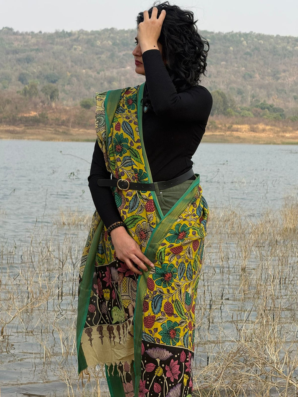 Garden Fresh Yellow And Green Dupatta
