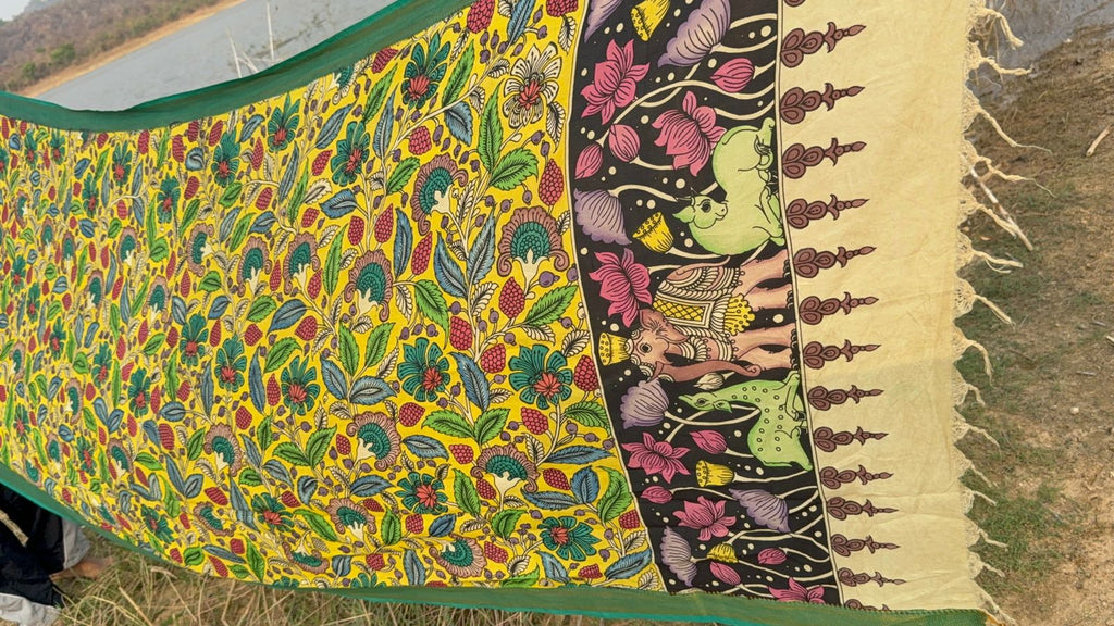 Garden Fresh Yellow And Green Dupatta